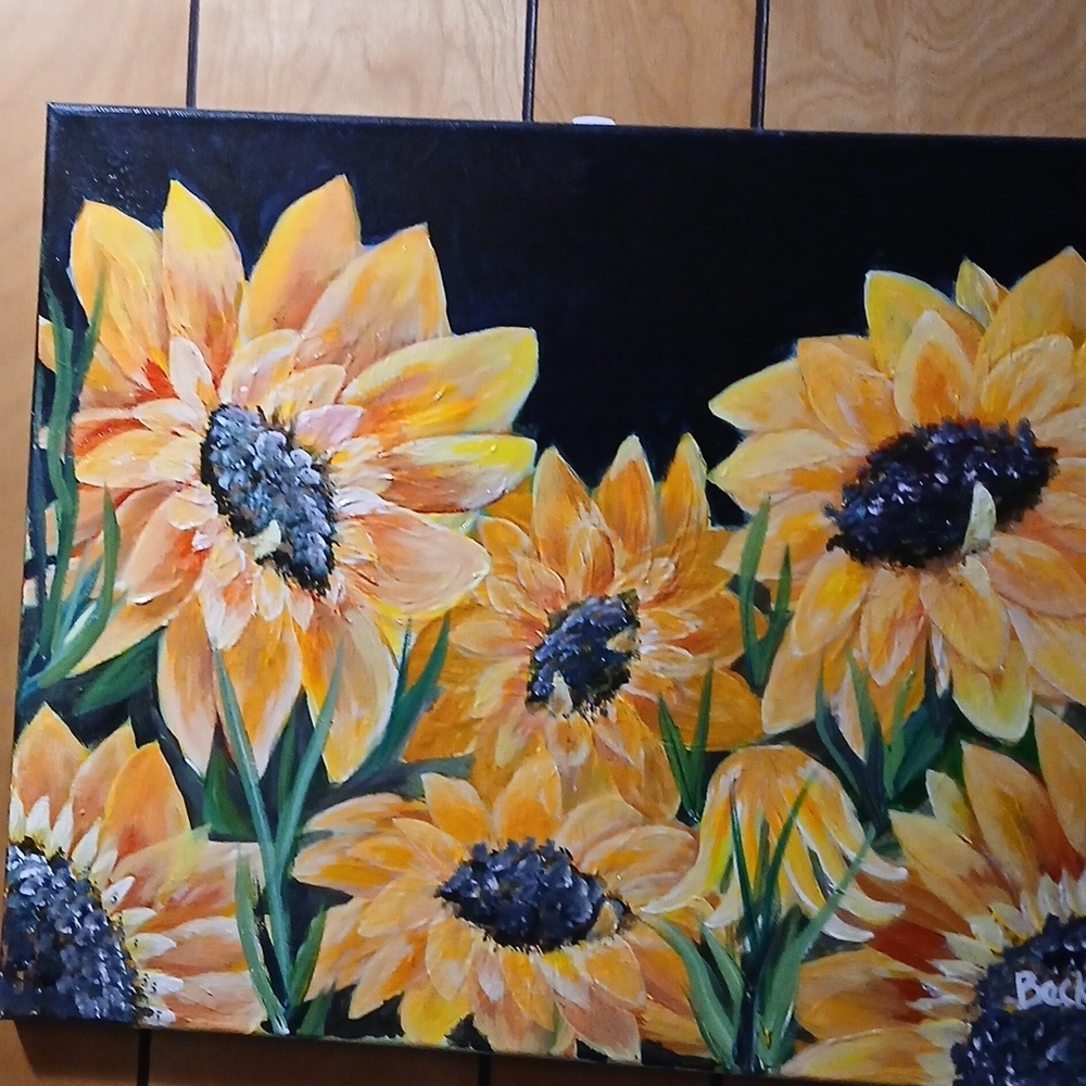 Original Sunflower love Painting 16x20 acrylic.